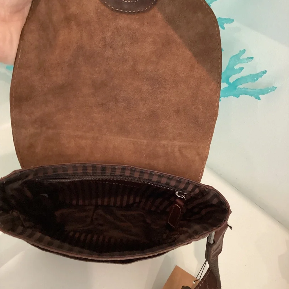 NWT JACK GEORGES BROWN GENUINE LEATHER CROSS SHOULDER MESSENGER BAG
